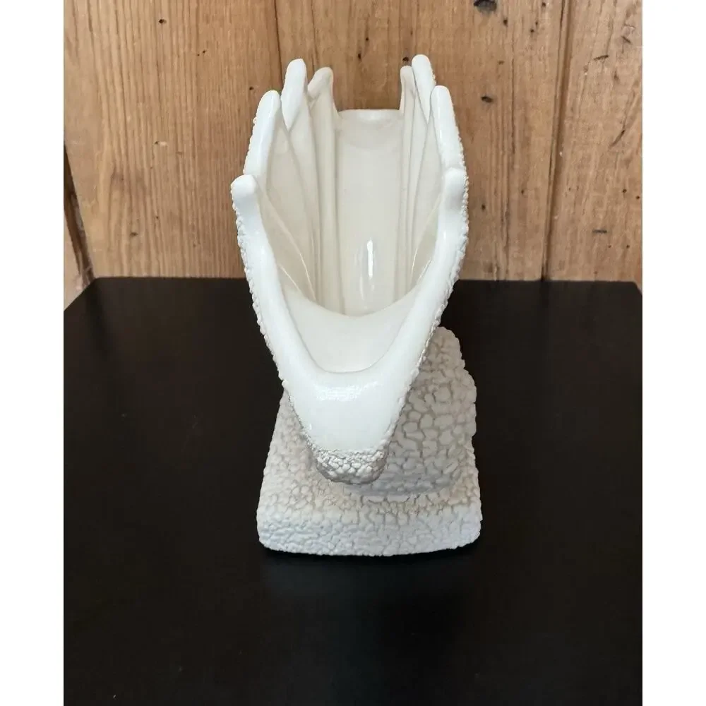 Vintage Royal Haeger Vase Nautical Shell Plantar Popcorn Texture Art Deco 1998